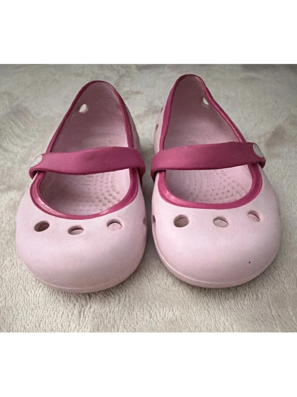 CROCS Pink Slip-On Mary Jane Shoes, Toddler Size 6